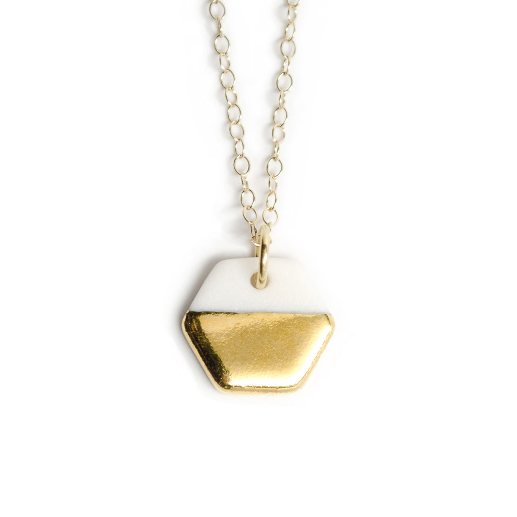 Tiny Gold Hexagon Necklace – ASH Jewelry Studio